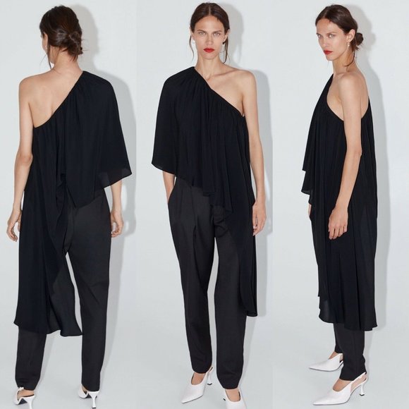 Zara Tops - Zara Asymmetric Top Blouse One Shoulder